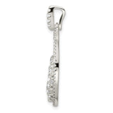 Sterling Silver Pendant with Cubic Zirconia, Crescent Wave Design, Modern Minimalist Style