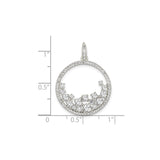 Sterling Silver Pendant with Cubic Zirconia, Crescent Wave Design, Modern Minimalist Style