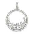 Sterling Silver Pendant with Cubic Zirconia, Crescent Wave Design, Modern Minimalist Style