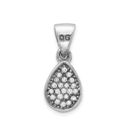 Sterling Silver Teardrop Pendant with Pave Setting and Cubic Zirconia Stones