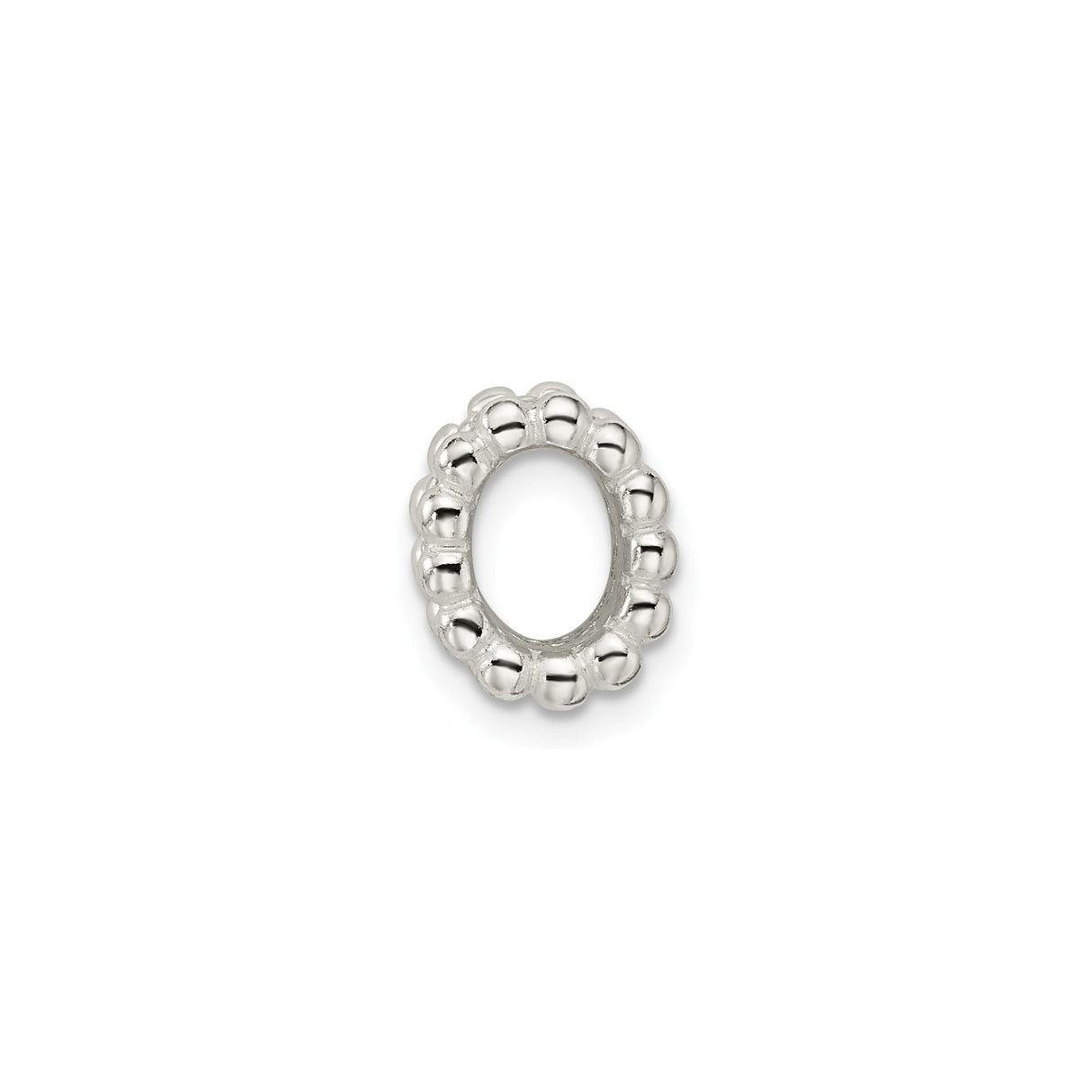 Sterling Silver Spacer Bead Charm with Cubic Zirconia, Beaded Edge Design