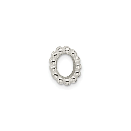 Sterling Silver Spacer Bead Charm with Cubic Zirconia, Beaded Edge Design