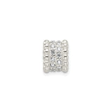 Sterling Silver Spacer Bead Charm with Cubic Zirconia, Beaded Edge Design