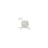Sterling Silver Spacer Bead Charm with Cubic Zirconia, Beaded Edge Design
