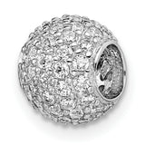 Sterling Silver Charm Bead with Cubic Zirconia Pavé, Classic Style for Womens Bracelet