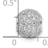 Sterling Silver Charm Bead with Cubic Zirconia Pavé, Classic Style for Womens Bracelet