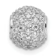 Sterling Silver Charm Bead with Cubic Zirconia Pavé, Classic Style for Womens Bracelet