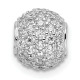 Sterling Silver Charm Bead with Cubic Zirconia Pavé, Classic Style for Womens Bracelet