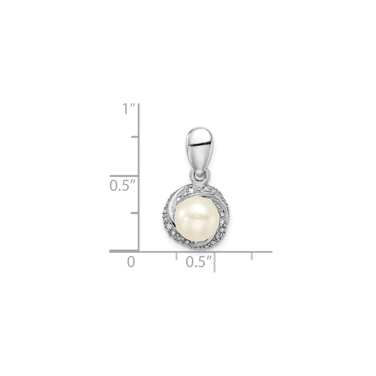 Sterling Silver Pearl Pendant with Twisted Cubic Zirconia Design for Women