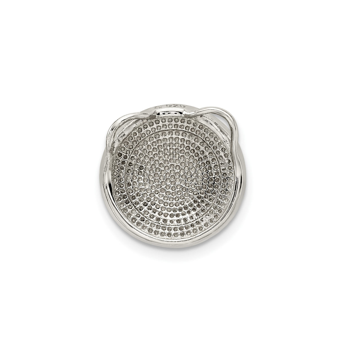 Sterling Silver Circular Charm with Black Crystal Center and White Crystal Border
