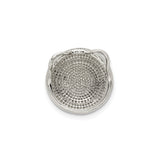 Sterling Silver Circular Charm with Black Crystal Center and White Crystal Border