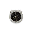 Sterling Silver Circular Charm with Black Crystal Center and White Crystal Border