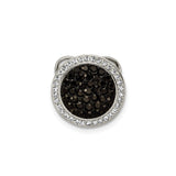 Sterling Silver Circular Charm with Black Crystal Center and White Crystal Border