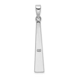 Sterling Silver Pendant with Inlaid Lab Created White Opal, Geometric Tapered Bar Design