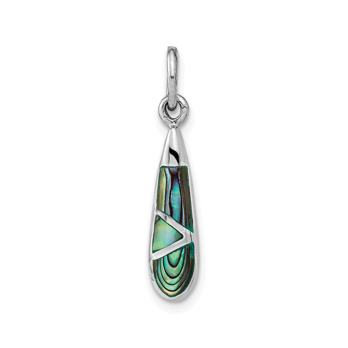 Sterling Silver Teardrop Pendant with Inlaid Abalone Shell, Ocean-Inspired Design for Women