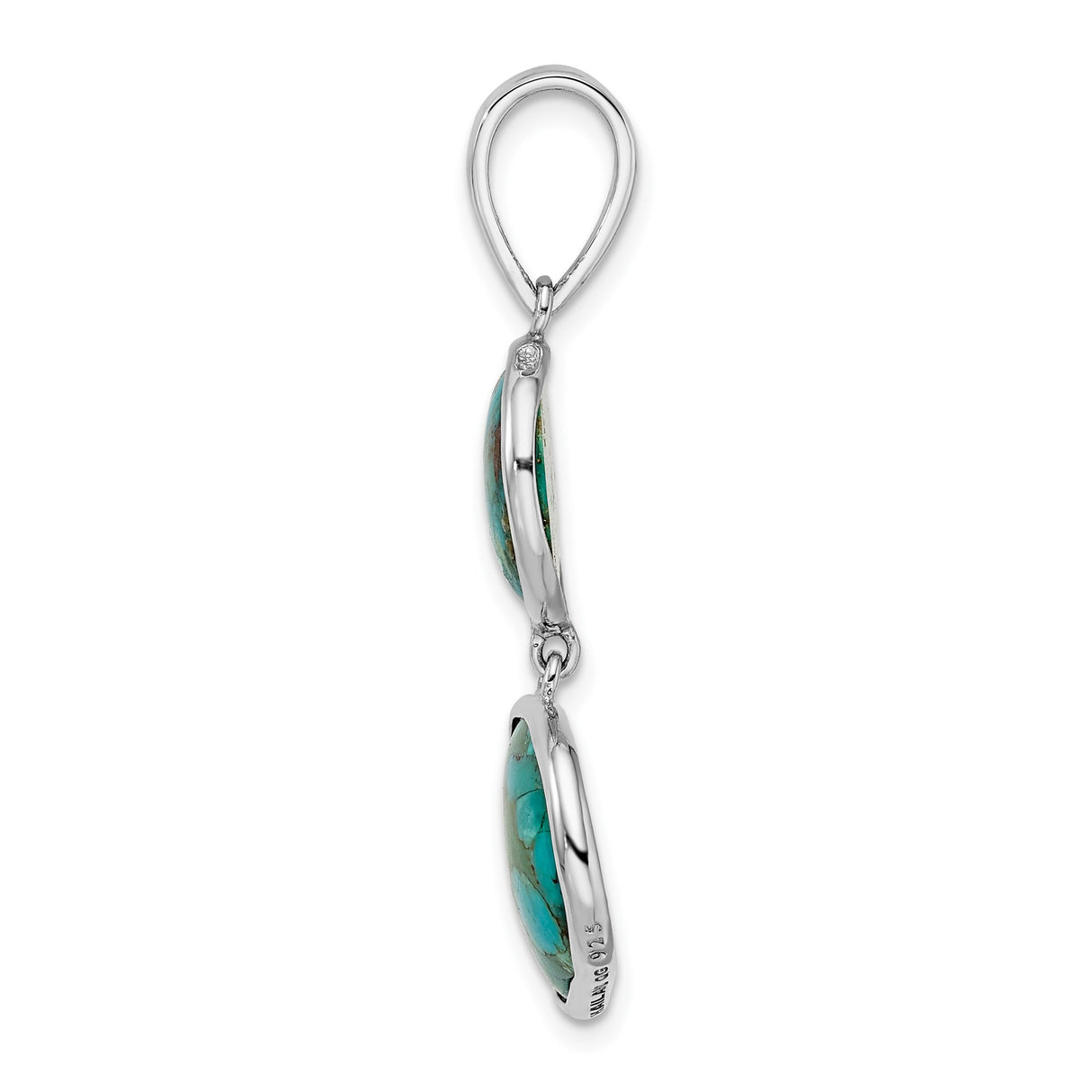 Sterling Silver Pendant with Synthetic Turquoise, Asymmetrical Bezel, Bohemian Southwestern Style