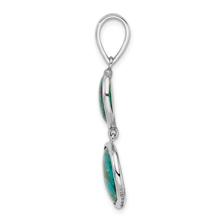 Sterling Silver Pendant with Synthetic Turquoise, Asymmetrical Bezel, Bohemian Southwestern Style