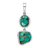 Sterling Silver Pendant with Synthetic Turquoise, Asymmetrical Bezel, Bohemian Southwestern Style