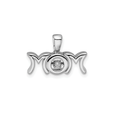 Sterling Silver Mom Pendant with Diamond, Heart Design, Sentimental Jewelry for Women