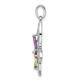 Sterling Silver Floral Pendant with Peridot and Swiss Blue Topaz, Nature Inspired Design