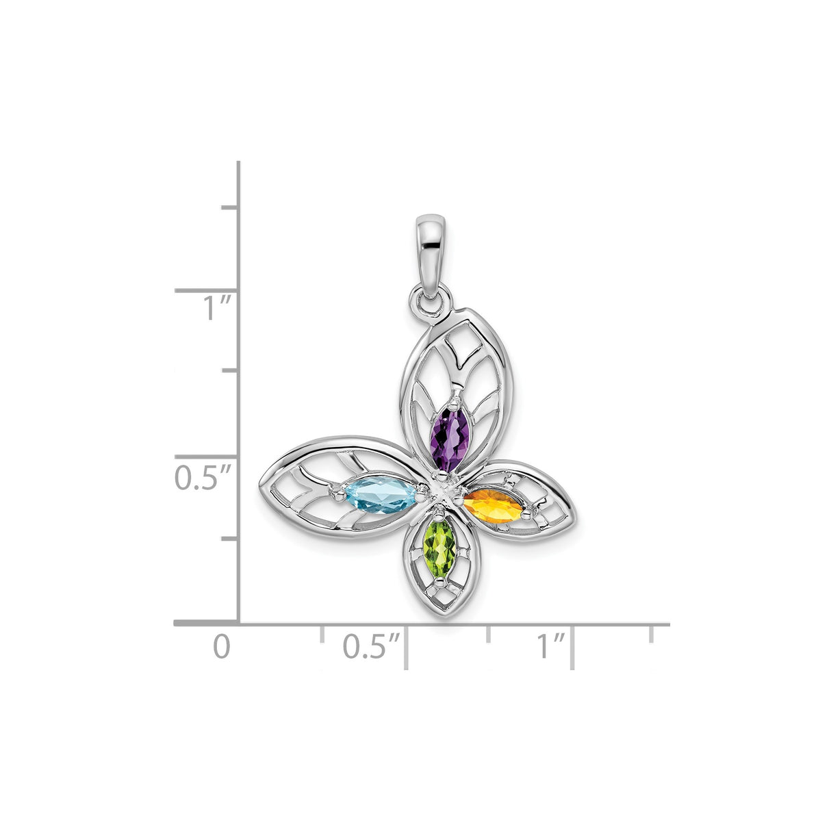Sterling Silver Floral Pendant with Peridot and Swiss Blue Topaz, Nature Inspired Design
