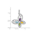 Sterling Silver Floral Pendant with Peridot and Swiss Blue Topaz, Nature Inspired Design
