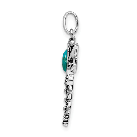 Sterling Silver Dragonfly Pendant with Turquoise and Marcasite, Filigree Boho Design