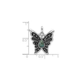 Sterling Silver Butterfly Pendant with Turquoise, Filigree Wings, Boho Nature-Inspired Design