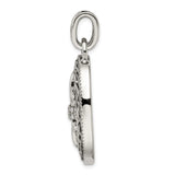 Sterling Silver Pendant with Cubic Zirconia, Fleur de Lis, Celtic Knot, Antique Style