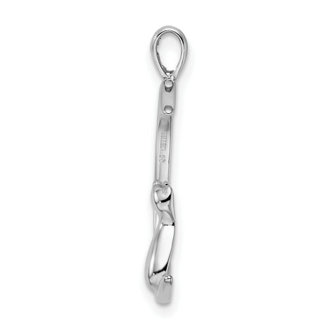 Cat With CZ Sitting On Crescent Moon Charm Pendant in Real 925 Sterling Silver