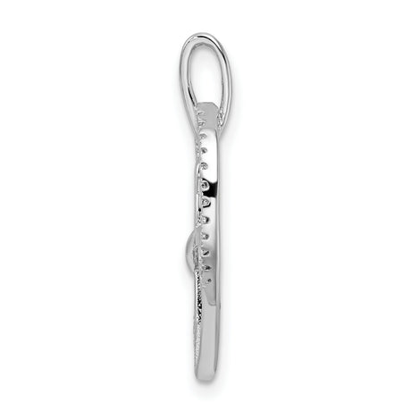 CZ Heart Cat Silhouette Charm Pendant in Real 925 Sterling Silver