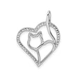 Sterling Silver Cat Pendant with Openwork Heart and Cubic Zirconia Accent
