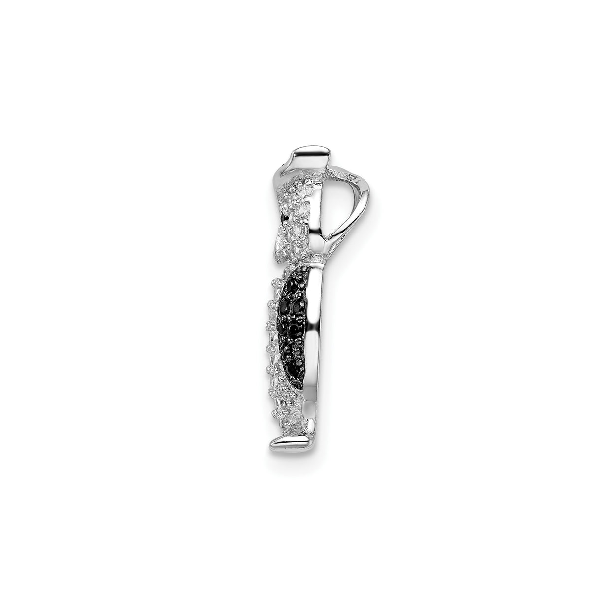 Sterling Silver Owl Pendant with Clear and Black Cubic Zirconia, Animal Charm Design