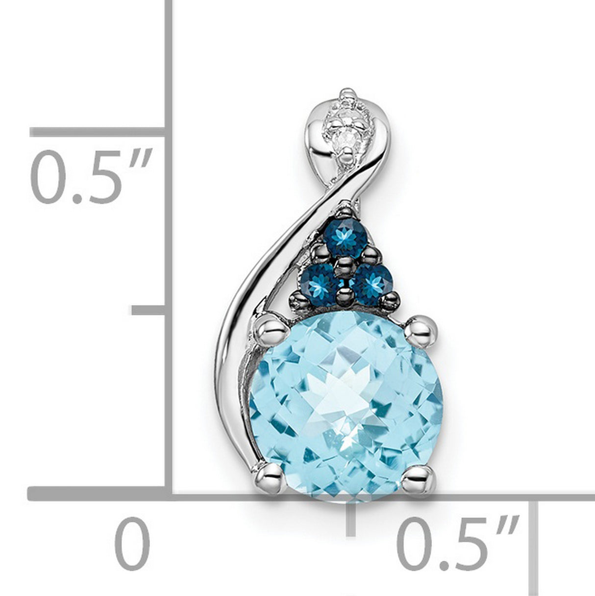 Sterling Silver Swirl Pendant with Sky Blue Topaz and London Blue Accents, Tiered Design for Women