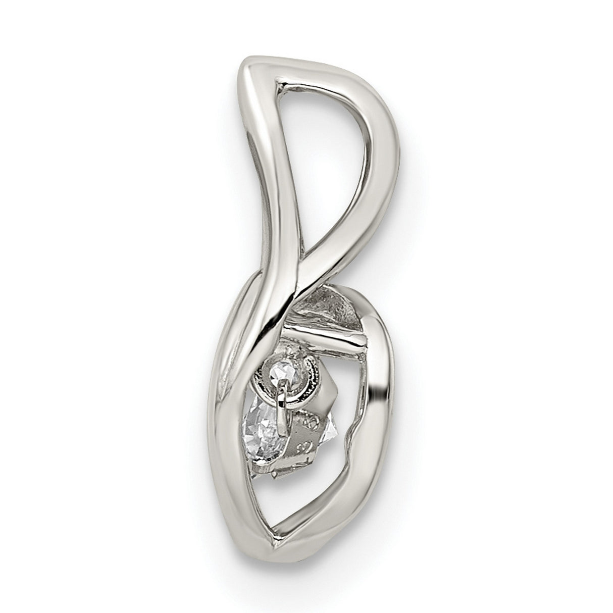 Vibrant Crystal Heart Chain Slide Charm Pendant in Real 925 Sterling Silver