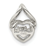 Vibrant Crystal Heart Chain Slide Charm Pendant in Real 925 Sterling Silver