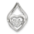 Vibrant Crystal Heart Chain Slide Charm Pendant in Real 925 Sterling Silver