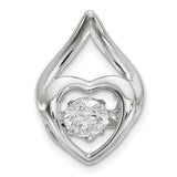 Vibrant Crystal Heart Chain Slide Charm Pendant in Real 925 Sterling Silver