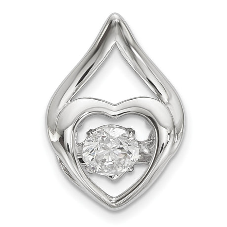 Vibrant Crystal Heart Chain Slide Charm Pendant in Real 925 Sterling Silver