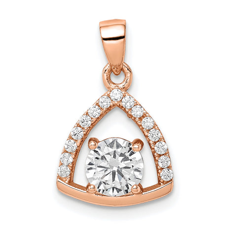 Gold Plated Triangle CZ Charm Pendant in Real 925 Sterling SIlver
