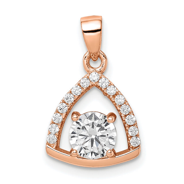 Gold Plated Triangle CZ Charm Pendant in Real 925 Sterling SIlver
