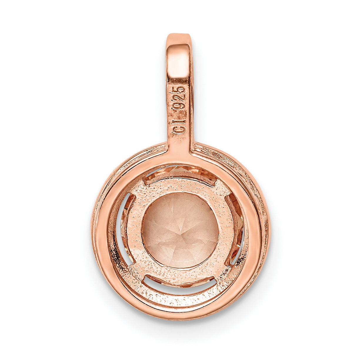 Sterling Silver Rose Gold Plated Pendant with Pink Cubic Zirconia and Halo Design