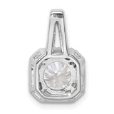 Sterling Silver Halo Pendant with Large Round Cubic Zirconia and Double Halo Design