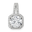 Sterling Silver Halo Pendant with Large Round Cubic Zirconia and Double Halo Design