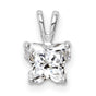 Sterling Silver Floral Pendant with Cushion Cut Cubic Zirconia Solitaire