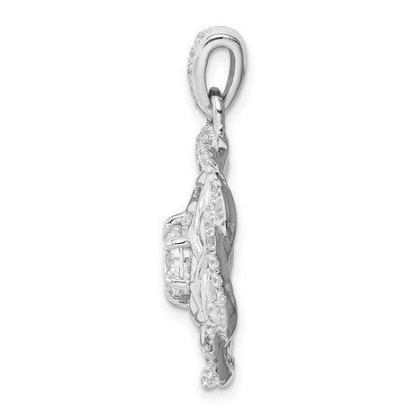 Sterling Silver Celtic Knot Pendant with Cubic Zirconia and Interwoven Design