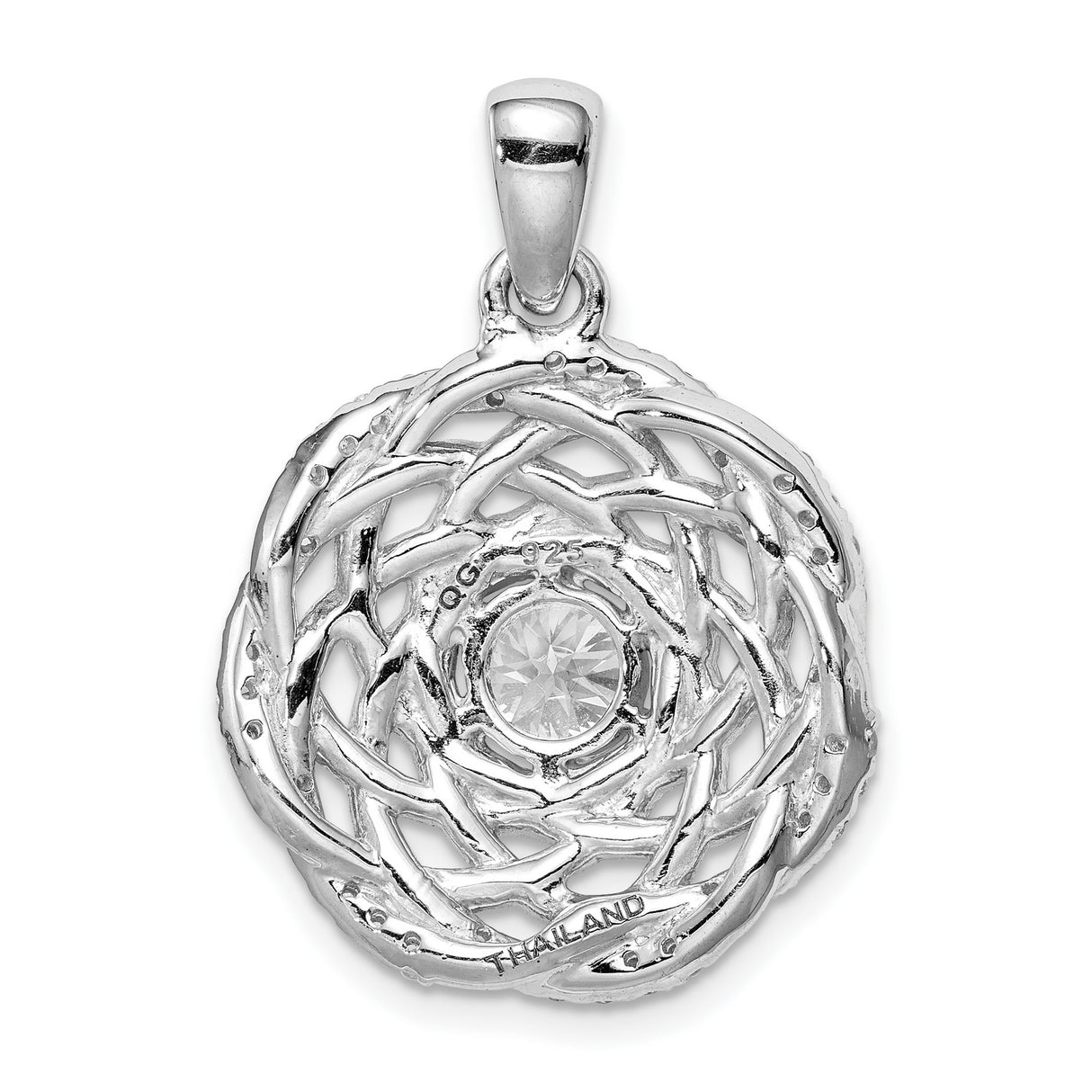 Sterling Silver Celtic Knot Pendant with Cubic Zirconia and Interwoven Design