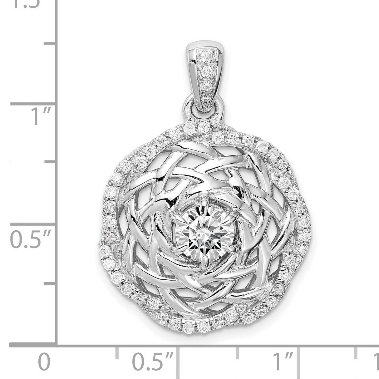 Sterling Silver Celtic Knot Pendant with Cubic Zirconia and Interwoven Design