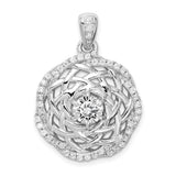 Sterling Silver Celtic Knot Pendant with Cubic Zirconia and Interwoven Design