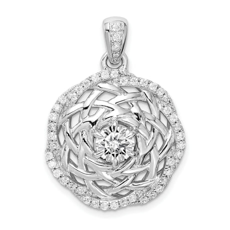 Sterling Silver Celtic Knot Pendant with Cubic Zirconia and Interwoven Design